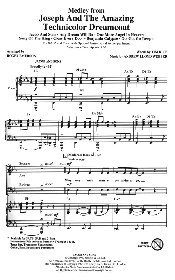Medley From【Joseph And The Amazing Technicolor Dreamcoat】SAB Medley From【Joseph And The Amazing Technicolor Dreamcoat】SAB