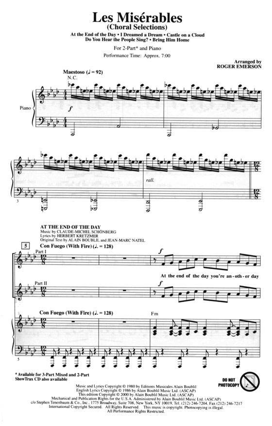 Les Misérables(Choral Selections) 2-Part