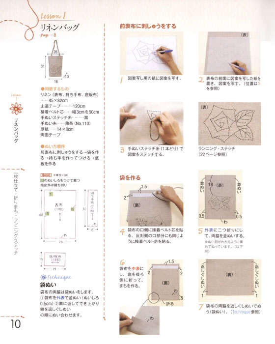 基本からはじめる 手ぬいのバッグ