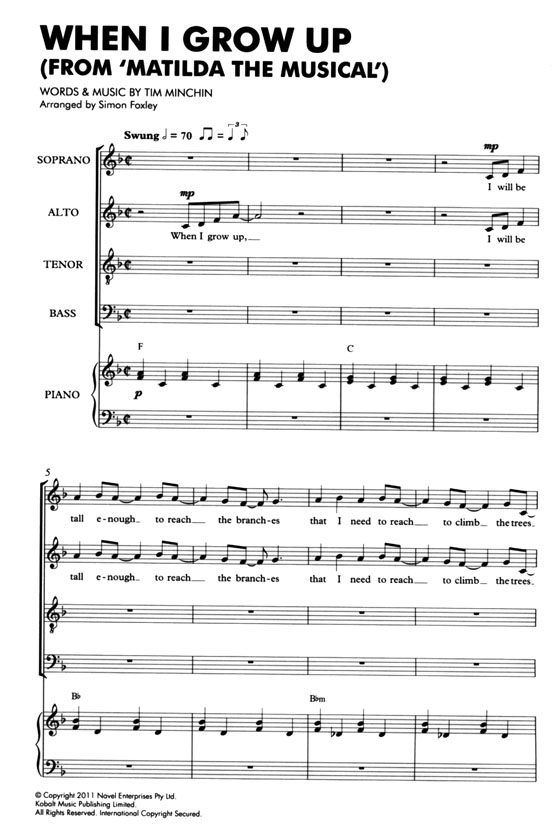 When I Grow Up SATB/Piano When I Grow Up SATB/Piano