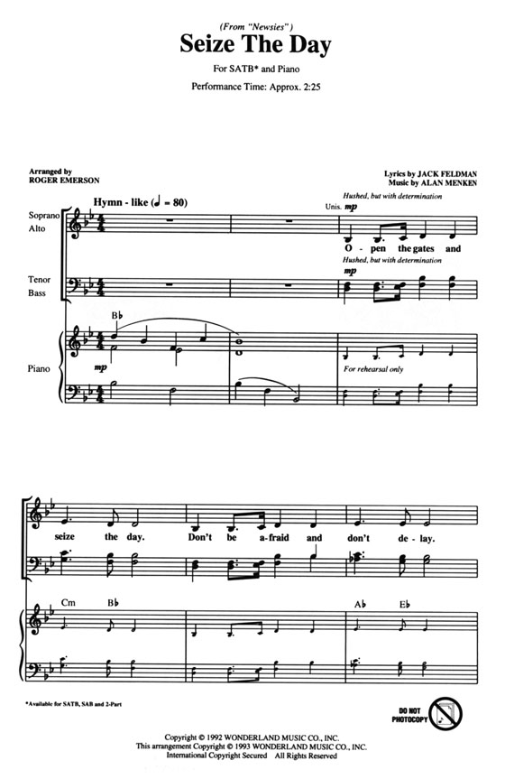 Seize the Day SATB Seize the Day SATB