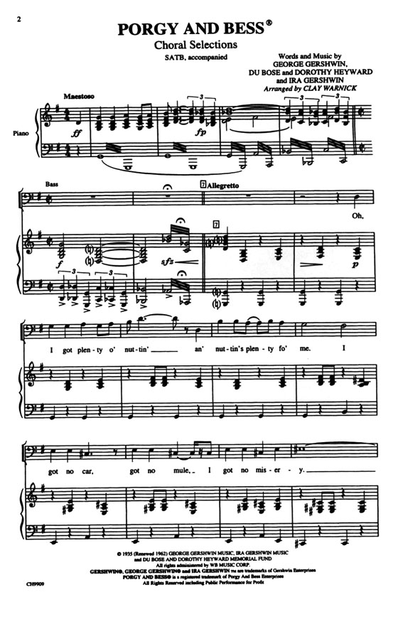 Porgy and Bess SATB, accompanied