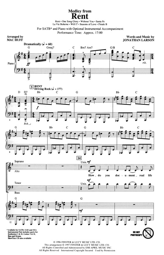 Medley from Rent SATB