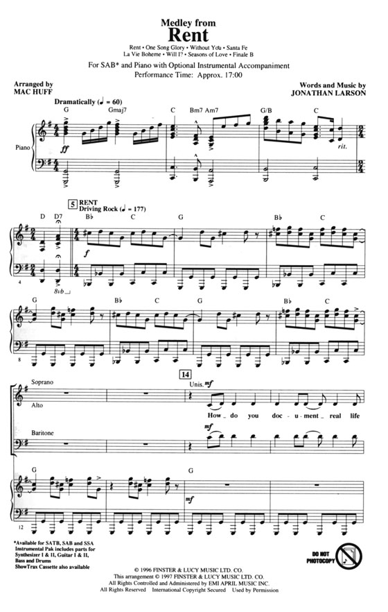 Medley from Rent SAB Medley from Rent SAB