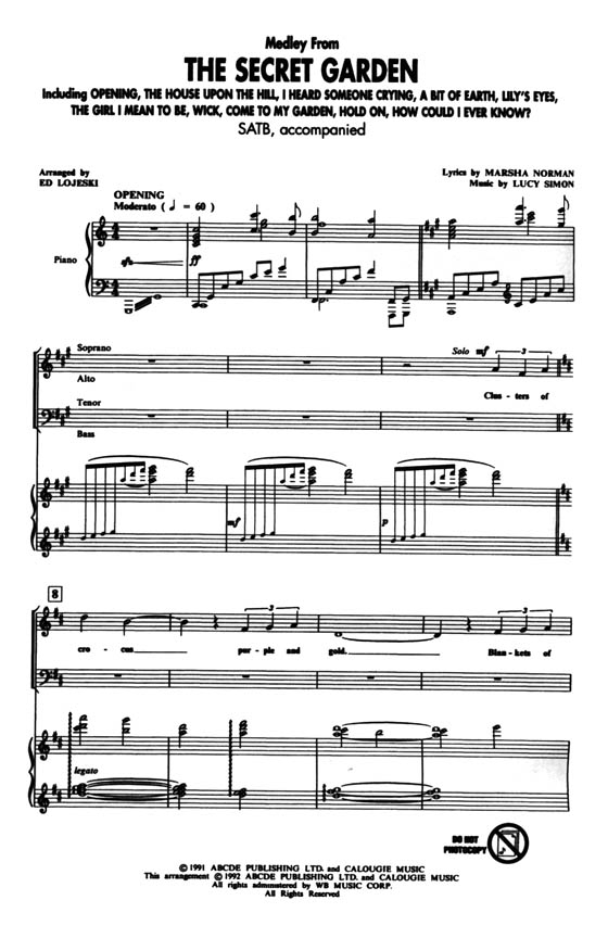 Medley from【The Secret Garden】SATB Medley from【The Secret Garden】SATB