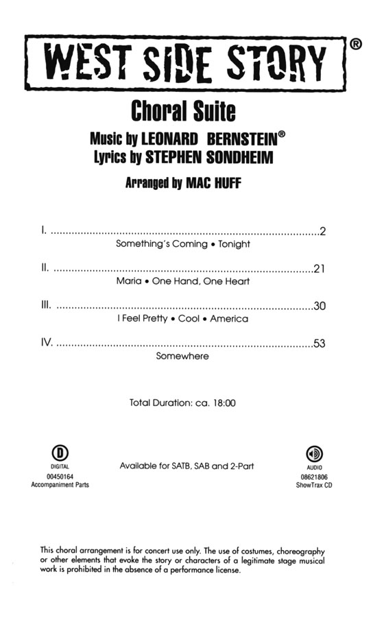 West Side Story【Choral Suite】2-Part