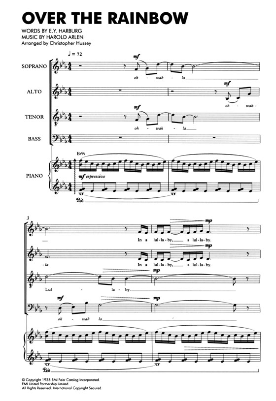 Over the Rainbow SATB／Piano