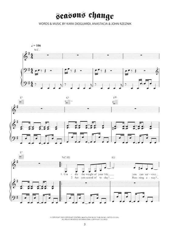 【Anastacia】Arranged For Piano, Voice & Guitar