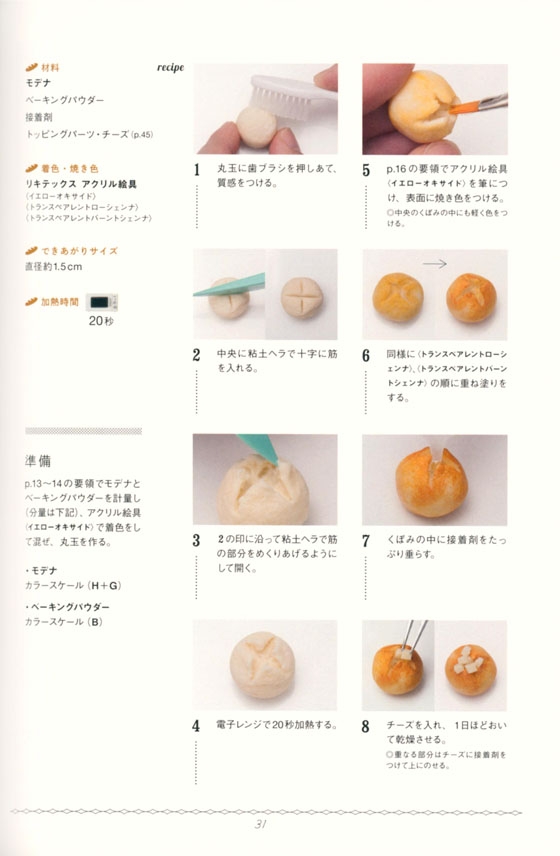 樹脂粘土でつくる かわいいミニチュアパン