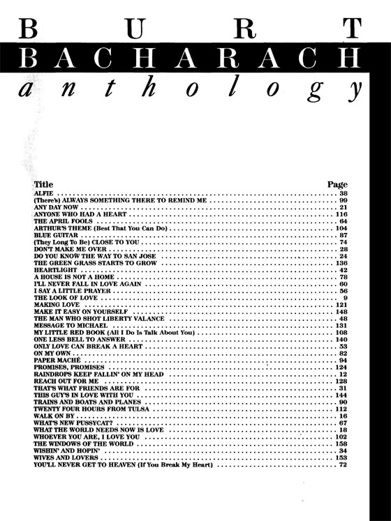 Burt Bacharach【Anthology】