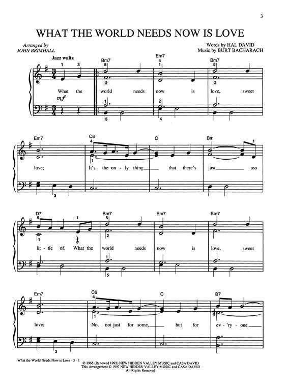 【Burt Bacharach】Easy Piano
