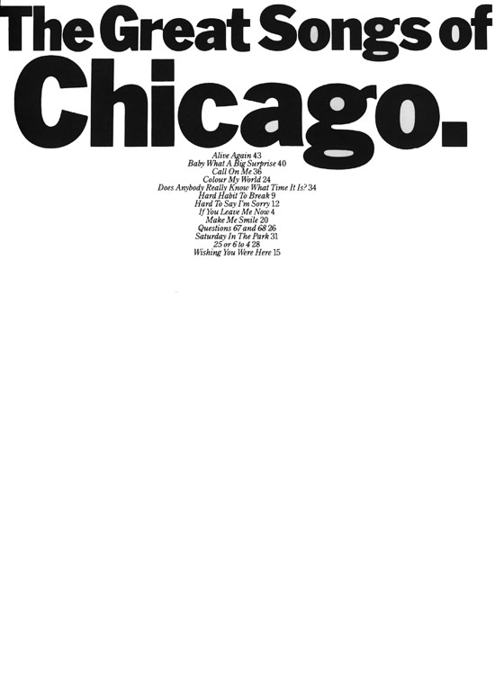 The Great Songs of Chicago.