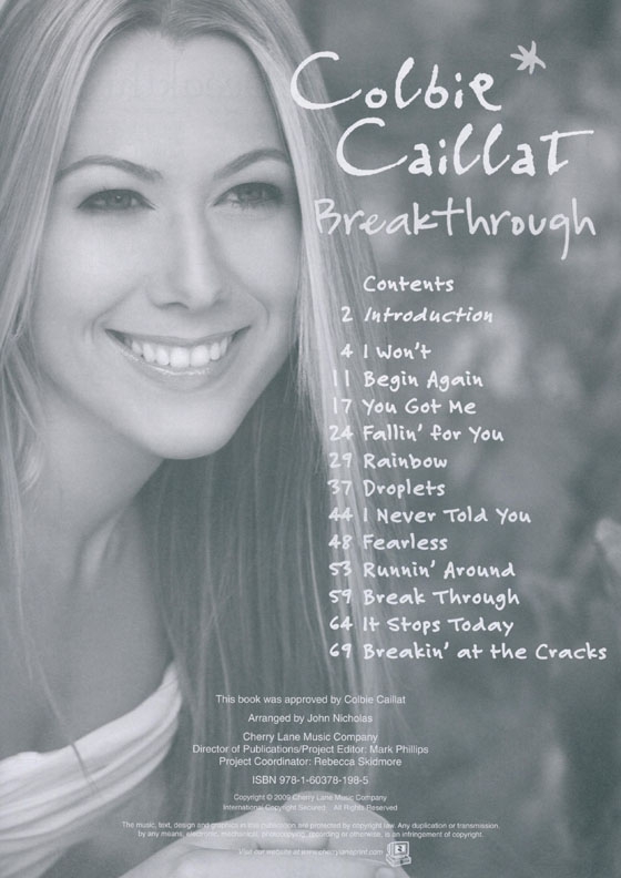 Colbie Caillat【Breakthrough】Piano‧Vocal‧Guitar