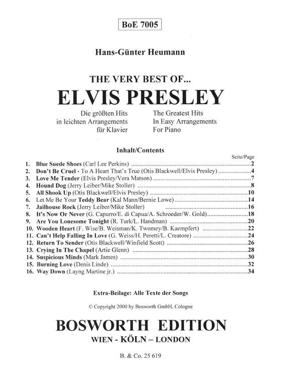 The Very Best of... 【Elvis Presley】Easy arrangements for Piano