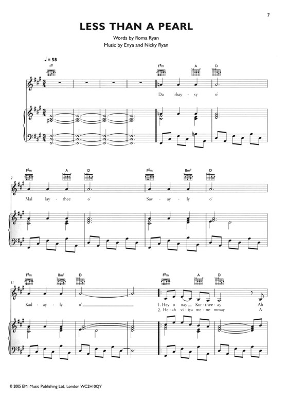Enya【Amarantine】Piano Vocal Guitar