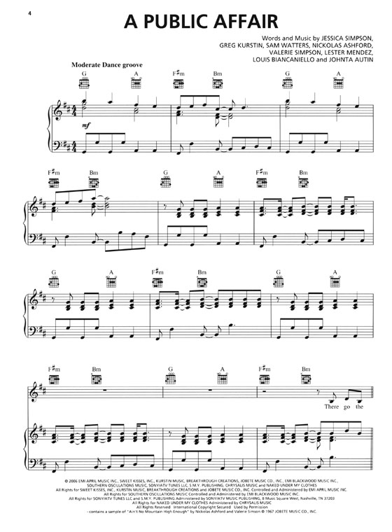 Jessica Simpson【A Public Affair】Piano‧Vocal‧Guitar