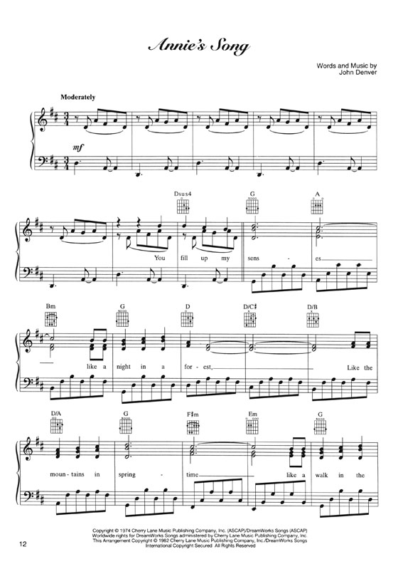 John Denver【A Legacy of Song】Piano‧Vocal‧Guitar