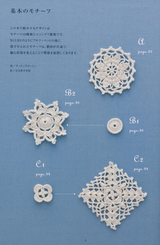 かぎ針で作るはじめてのモチーフとエジング Motif and Edging Designs