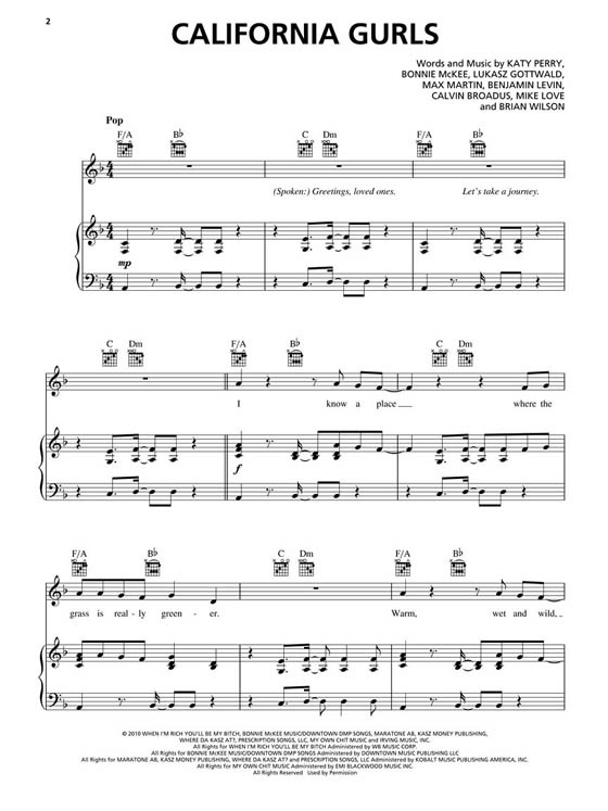 Katy Perry【CD+樂譜】Hal Leonard Piano Play-Along, Volume 125