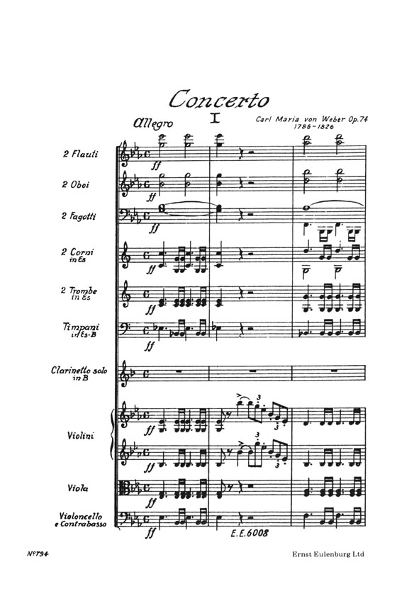 Weber ウェーバー クラリネット協奏曲第2番変ホ長調