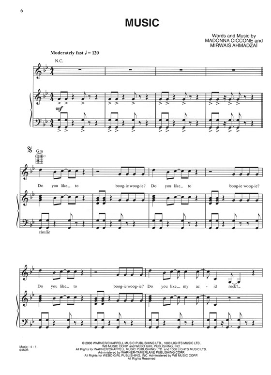 Madonna【★ Music】Piano／Vocal／Chords