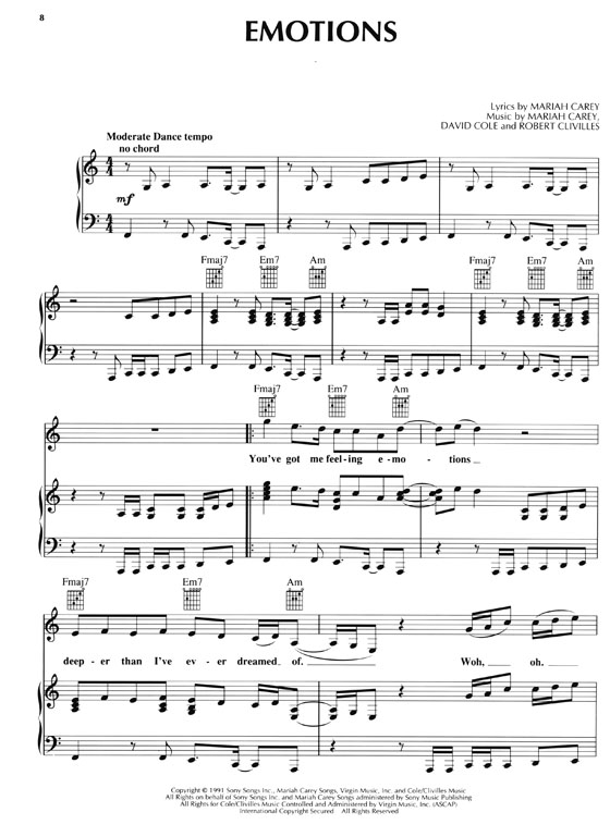 Mariah Carey【Emotions】Piano Vocal Guitar