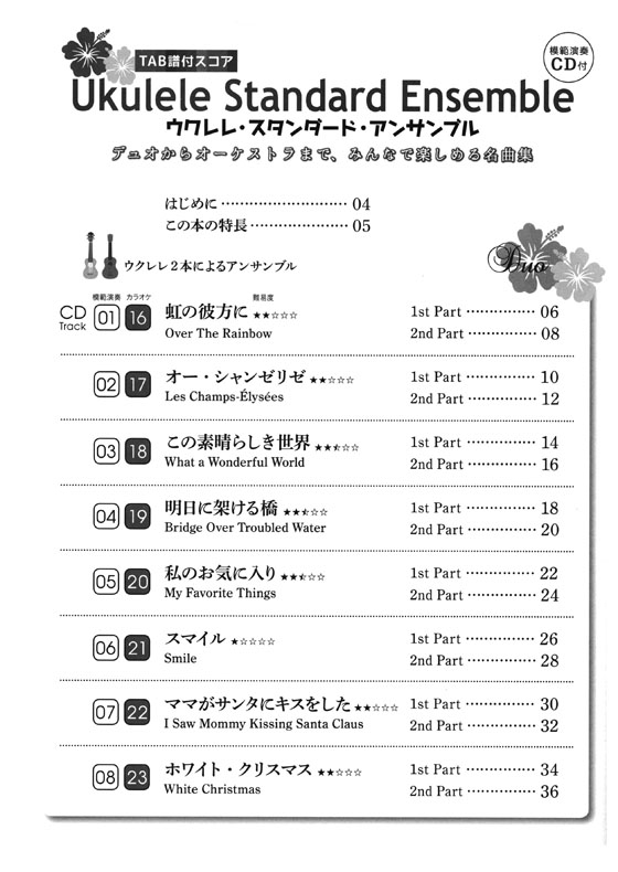 TAB譜付スコア ウクレレ・スタンダード・アンサンブル【CD+樂譜】