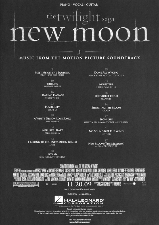 The Twilight Saga : New Moon , Piano-Vocal-Guitar