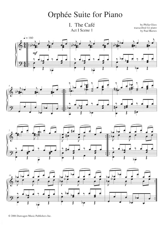 Philip Glass : Orphée Suite Solo Piano