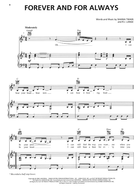 Shania Twain【Greatest Hits】Piano‧Vocal‧Guitar