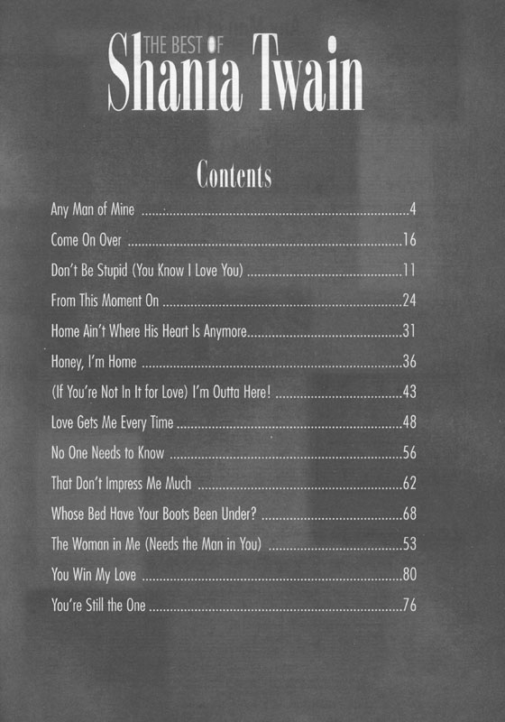 The Best of Shania Twain Piano‧Vocal‧Guitar