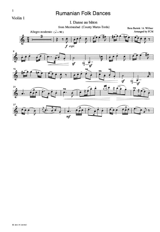 Bartok ルーマニア民族舞曲 for String Quartet Bartok ルーマニア民族舞曲 for String Quartet