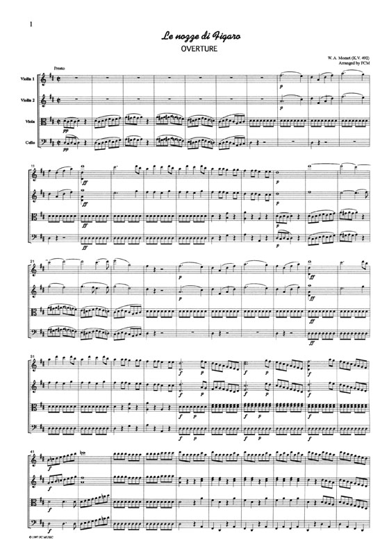 (絕版)Mozart Le Nozze di Figaro Overture for String Quartet