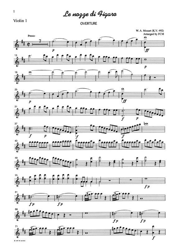 (絕版)Mozart Le Nozze di Figaro Overture for String Quartet