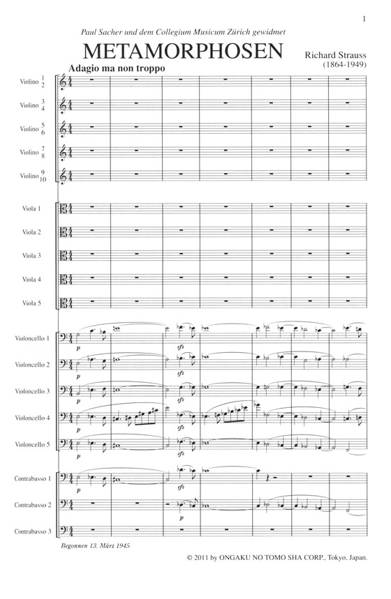 R. Strauss Metamorphosen Studie für 23 Solostreicher R‧シュトラウス メタモルフォーゼン R. Strauss Metamorphosen Studie für 23 Solostreicher R‧シュトラウス メタモルフォーゼン