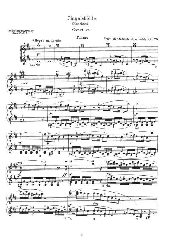 Mendelssohn フィンガルの洞窟 序曲 for Piano 4 Hands