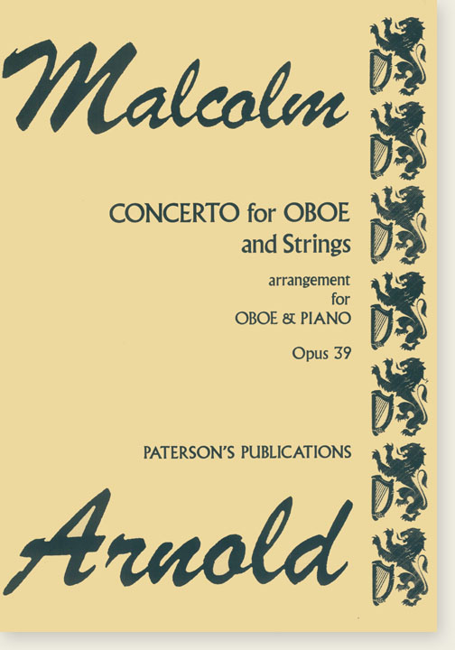 Malcolm Arnold Concerto for Oboe and Strings arrangement for Oboe & Piano Opus 39