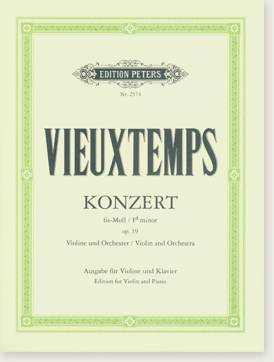 Vieuxtemps Konzert F# minor Op. 19 Violin and Orchestra Edition for Violin and Piano