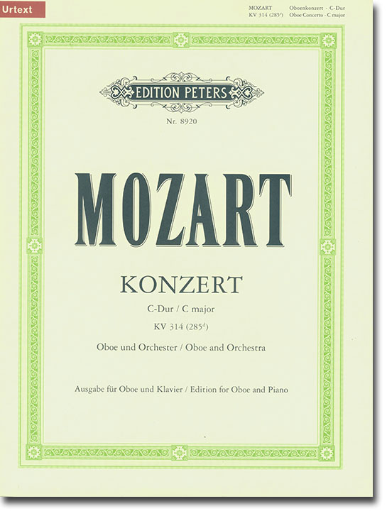 Mozart Konzert C major KV 314 (285d) Oboe and Orchestra Edition for Oboe and Piano (Urtext)