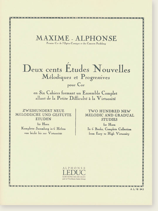 Maxime-Alphonse Deux cents Études Nouvelles Mélodiques et Progressives pour Cor (Vol. 6)
