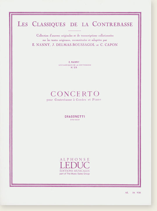 Dragonetti Concerto pour Contrebasse à Cordes et Piano