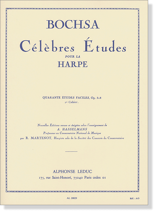 Bochsa Célèbres Études Pour La Harpe, Quarante Études Faciles, Op.318, 1er Cahier