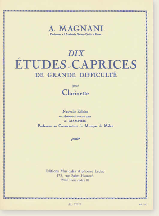 A. Magnani Dix Études~Caprices De Grande Difficulté pour Clarinette