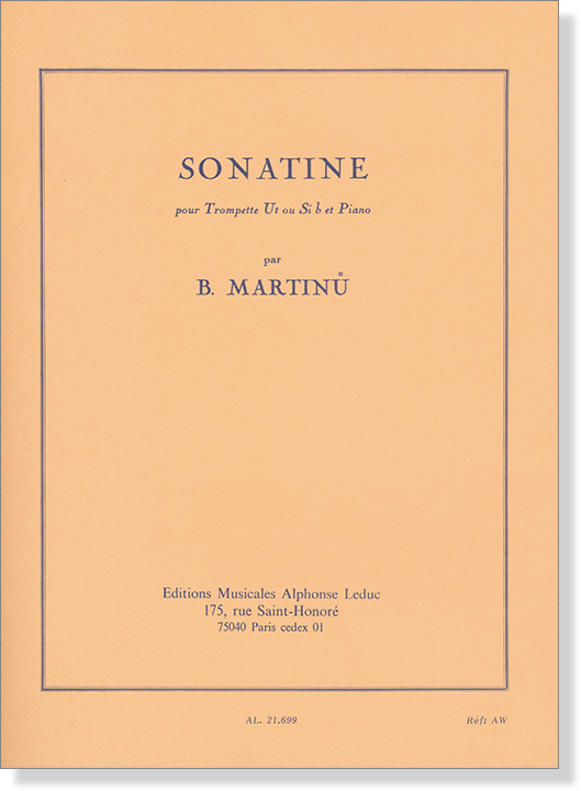 B. Martinu Sonatine Pour Trompette Ut Ou Si B Et Piano