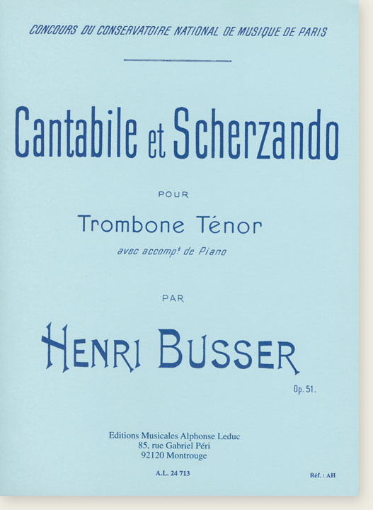 Henri Büsser: Cantabile Et Scherzando pour Trombone Tenor avec accompt. de Piano