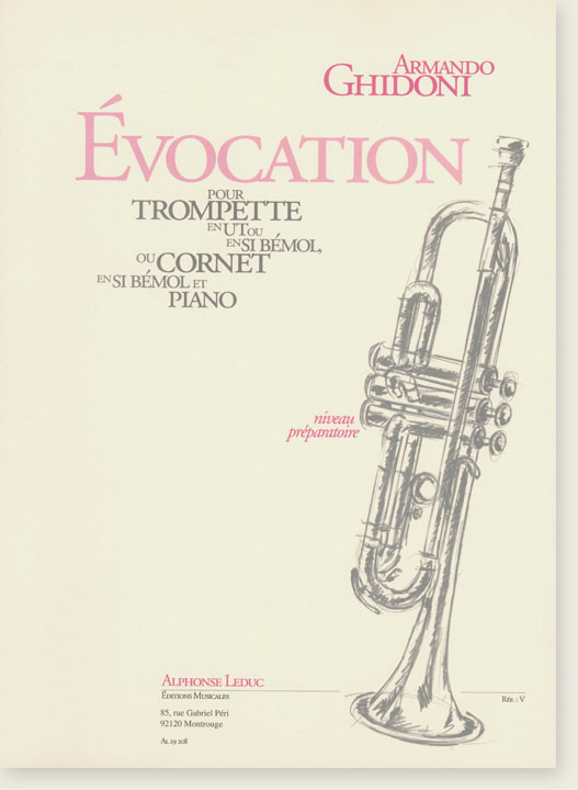 Armando Ghidoni Évocation pour Trompette en Ut ou en Si Bémolm, ou Cornet en Si Bémolm et Piano