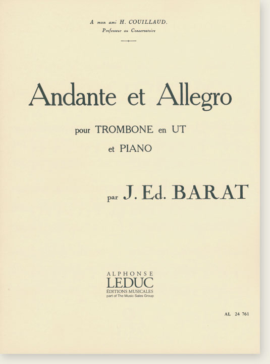 J. Ed. Barat Andante et Allegro pour Trombone en Ut et Piano