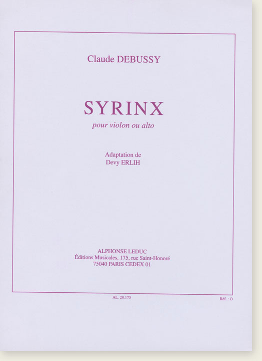 Claude Debussy Syrinx pour Violon ou alto Adaptation de Devy ERLIH