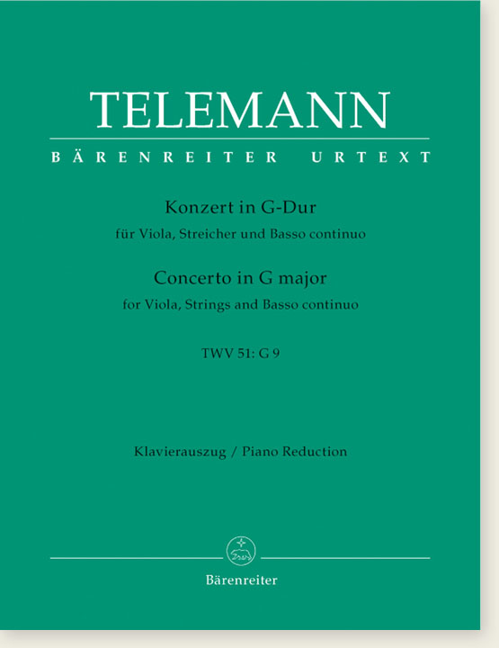 Telemann Concerto in G Major for Viola, Strings and Basso Continuo TWV 51:G9 Piano Reduction