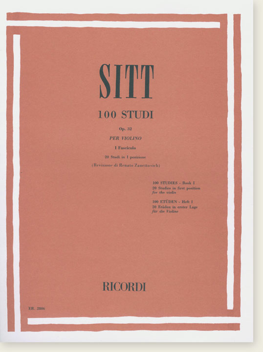 Sitt 100 Studies Book Ⅰ 20 Studies in First Position for the Violin